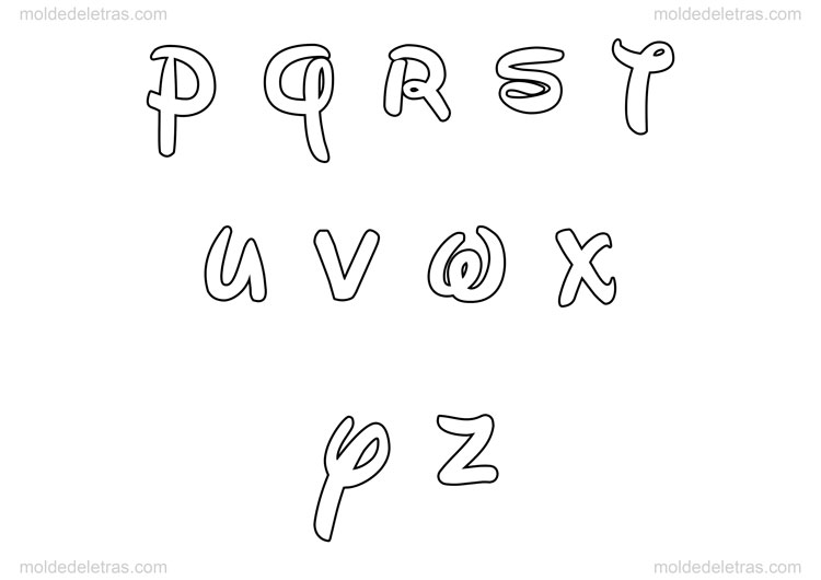Molde de Letras Walt Disney Minúsculas - tamanho médio Molde de Letras Walt Disney Minúsculas - tamanho médio