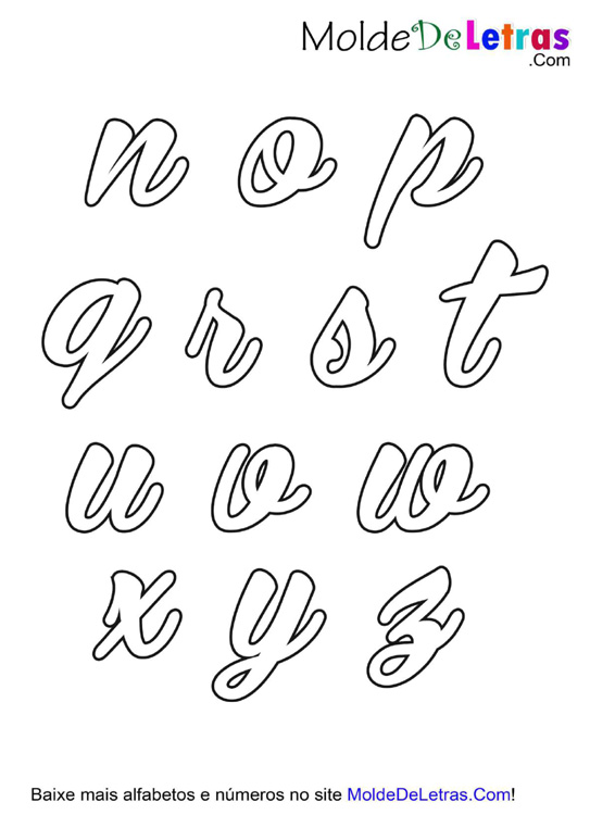 Molde de Letras Cursivas Bira - tamanho pequeno Molde de Letras Cursivas Bira - tamanho pequeno