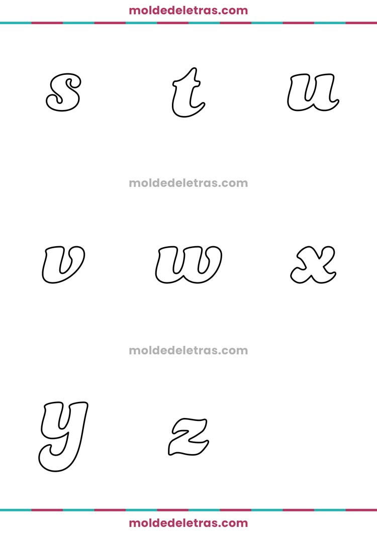 Molde de Letras Cursivas Tamanho Médio Minúsculas Funkydori Molde de Letras Cursivas Tamanho Médio Minúsculas Funkydori