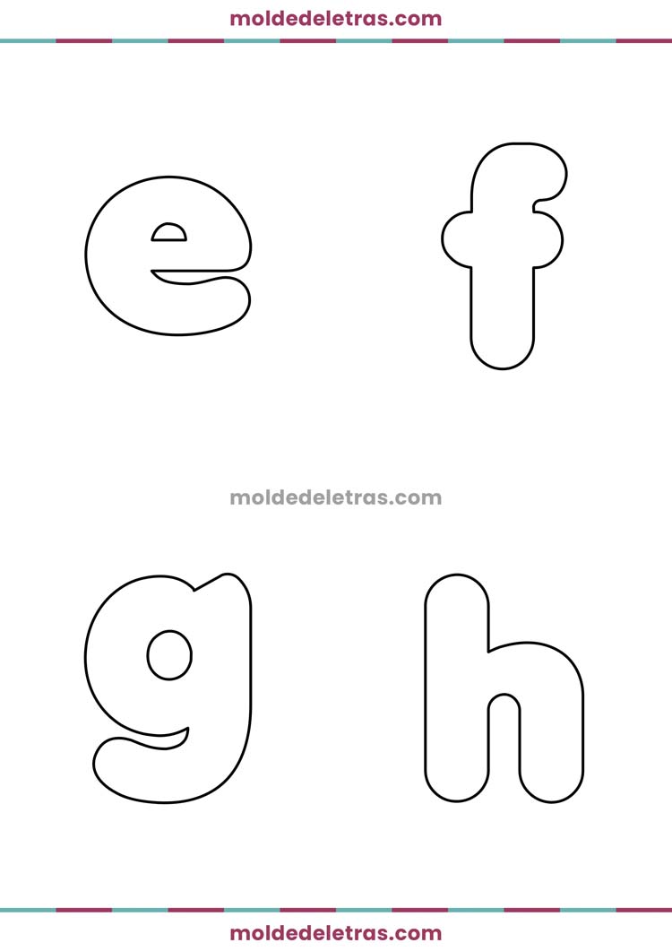 Molde de Letras Curvas Fonte Anja Eliane Minúsculas em Tamanho Grande Molde de Letras Curvas Fonte Anja Eliane Minúsculas em Tamanho Grande