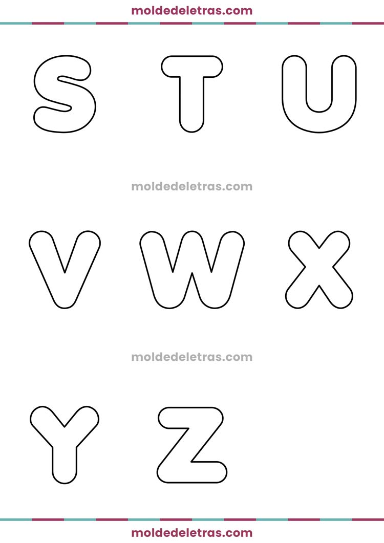 Molde de Letras Curvas Fonte Anja Eliane Maiúsculas em Tamanho Médio Molde de Letras Curvas Fonte Anja Eliane Maiúsculas em Tamanho Médio