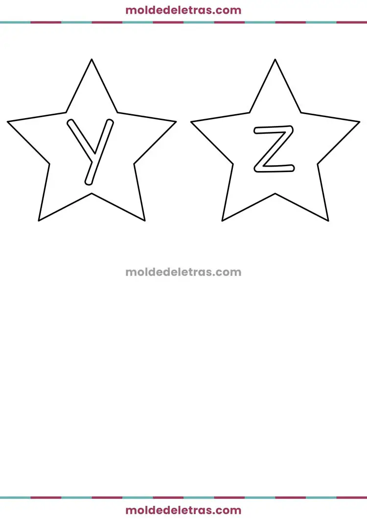 Molde de Letras de Estrelas - Minúsculas em Tamanho Grande