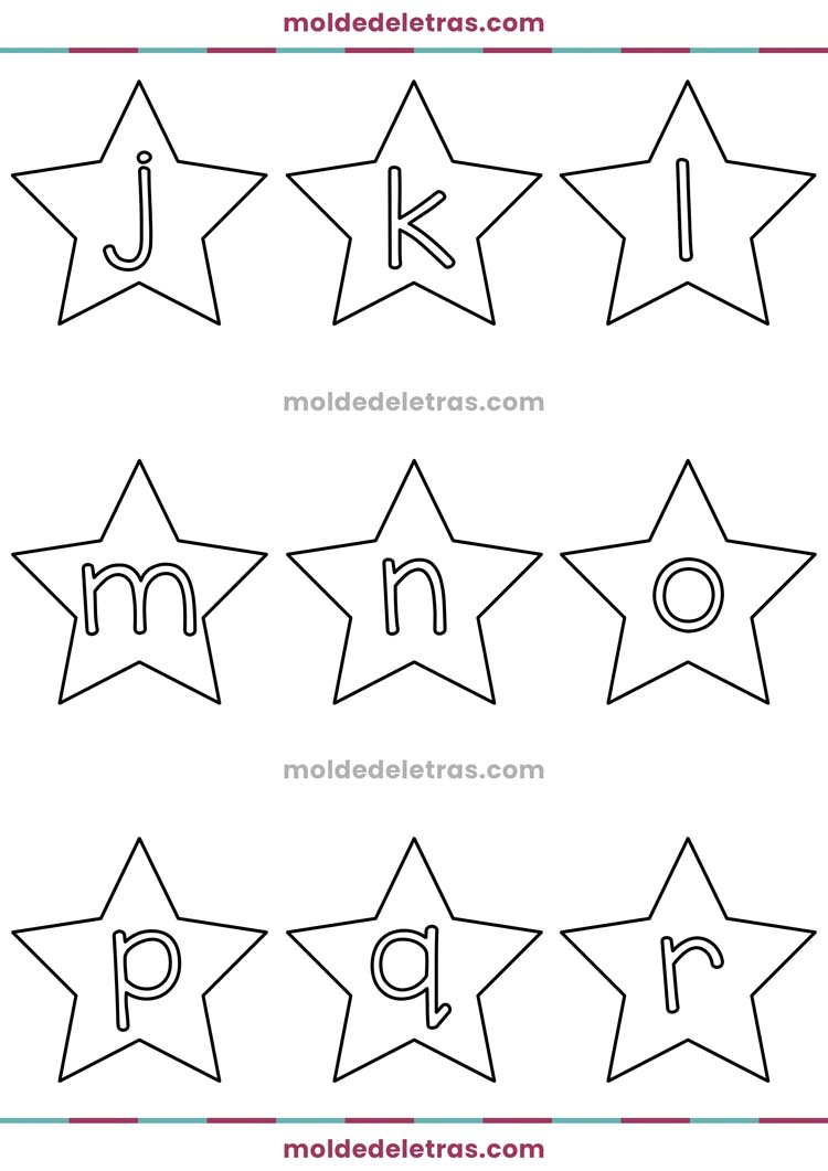 Molde de Letras de Estrelas - Minúsculas em Tamanho Médio