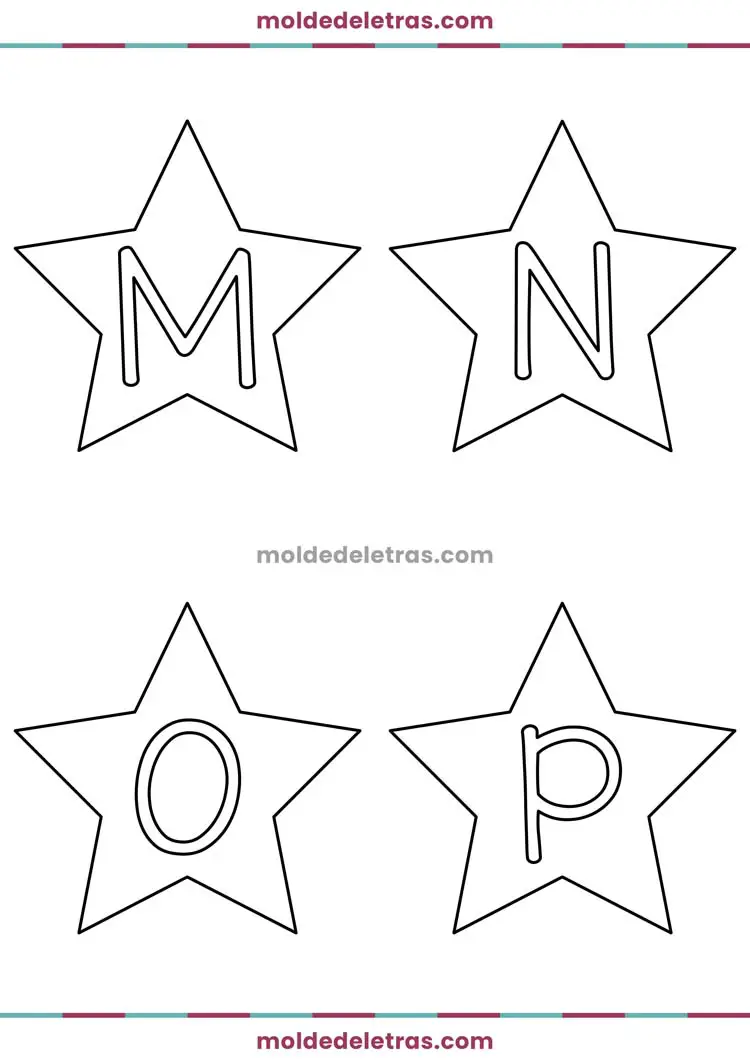 Molde de Letras de Estrelas - Maiúsculas em Tamanho Grande