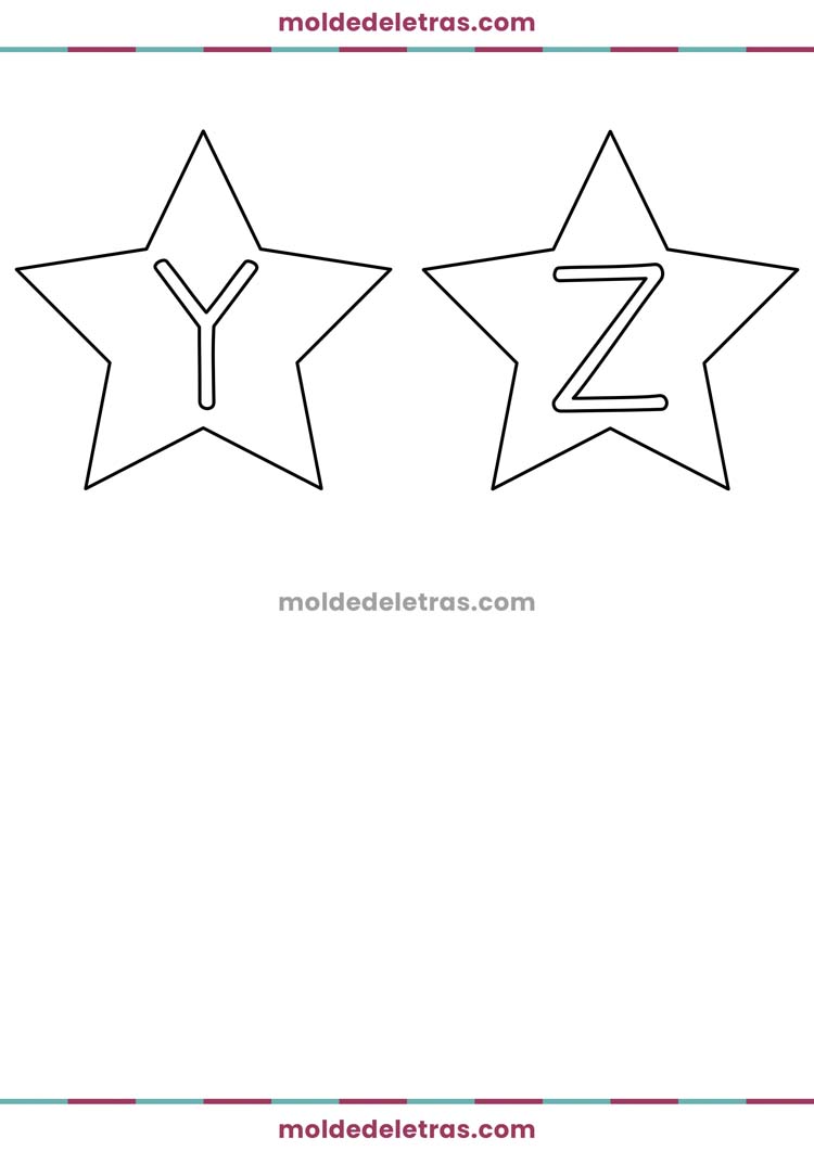 Molde de Letras de Estrelas - Maiúsculas em Tamanho Grande