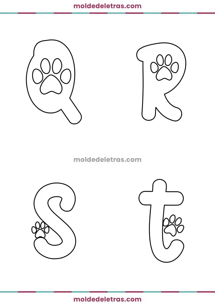 Molde de Letras Patinhas de Gato - Minúsculas em Tamanho Grande