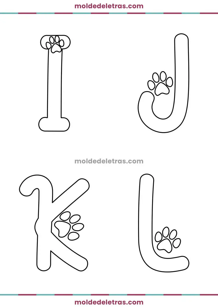Molde de Letras Patinhas de Gato - Maiúsculas em Tamanho Grande