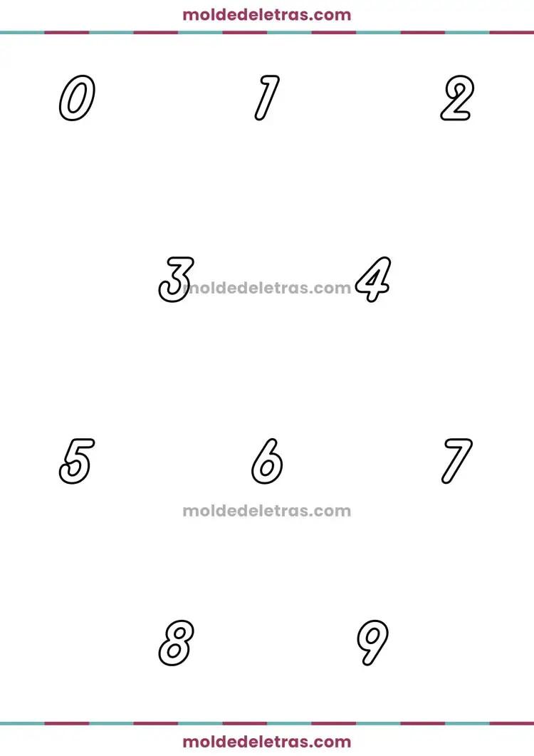 Molde de Números Harlow Solid Italic - Tamanho Pequeno